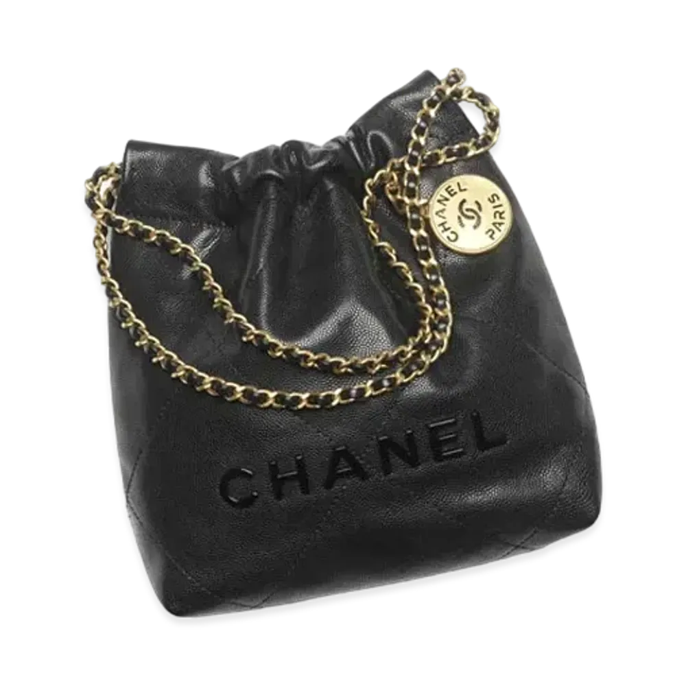 CHANEL 22 Mini Handbag Shiny Grained Calfskin "Black"
