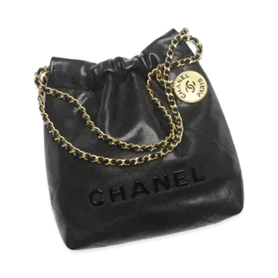 CHANEL 22 Mini Handbag Shiny Grained Calfskin "Black"
