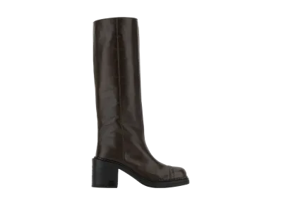 MIU MIU Women's Chocolate Leather Boots "Brown"