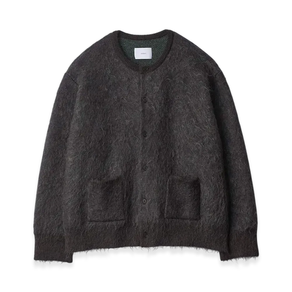 ssstein Kid Mohair Mix Jacquard Knit Cardigan "Charcoal Mix"