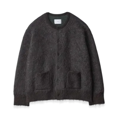 ssstein Kid Mohair Mix Jacquard Knit Cardigan "Charcoal Mix"
