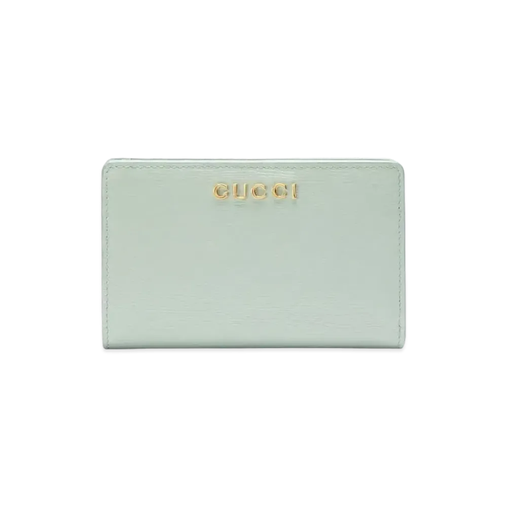 GUCCI Zip Around Wallet With Gucci Script "Pale Green"