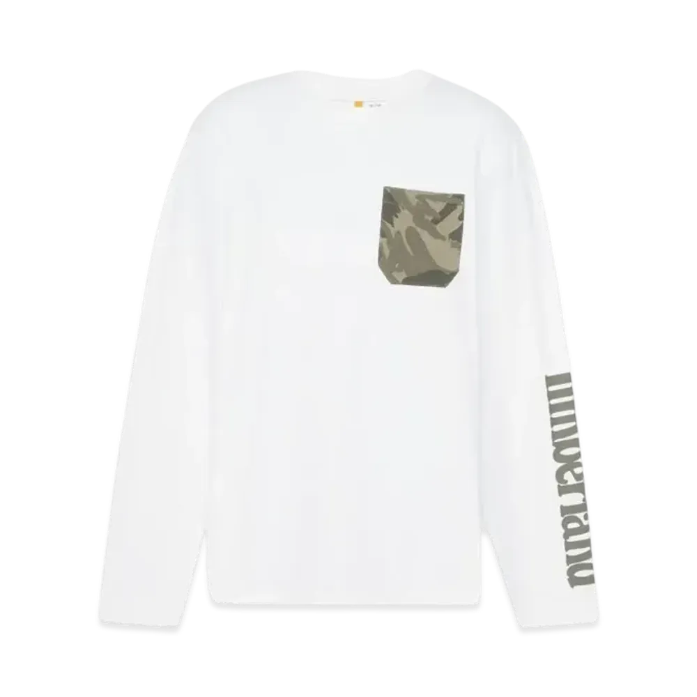 Timberland Men's Long Sleep Camo Pocket Tee "White"