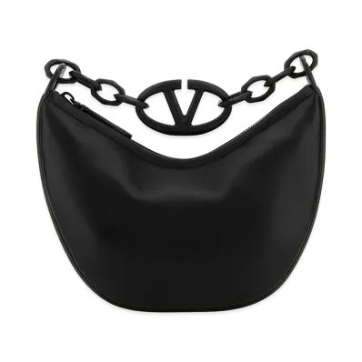 Valentino Women's Leather Hobo Vlogo Moon Handbag "Black"