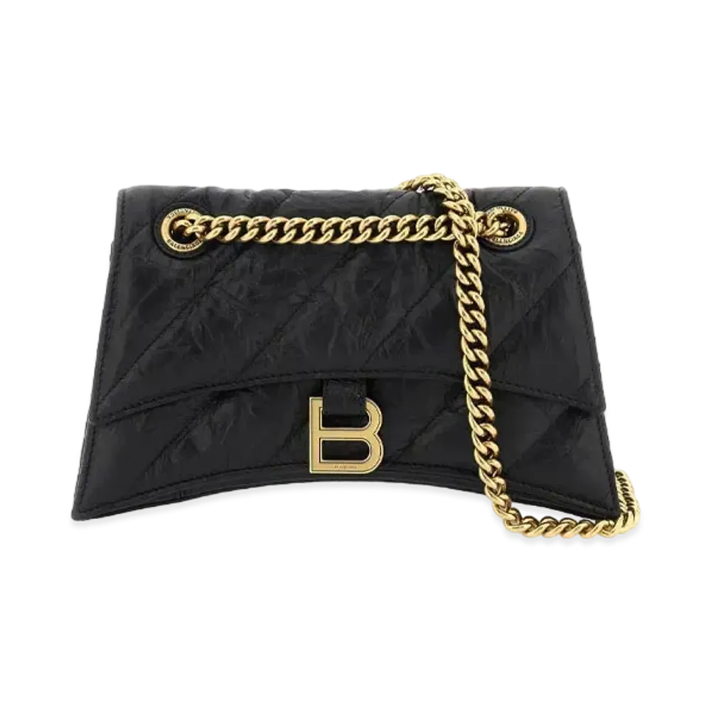 BALENCIAGA Crush Small Chain Bag Quilted "Black"