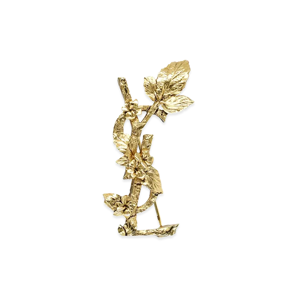 Saint Laurent Women's Cassandre Hydrangea Brooch In Metal "Gold"