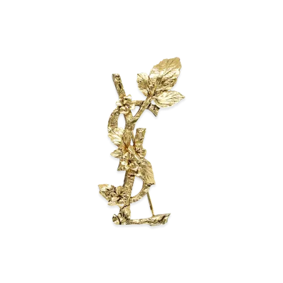 Saint Laurent Women's Cassandre Hydrangea Brooch In Metal "Gold"