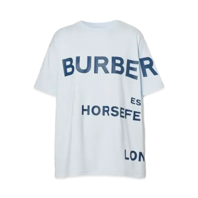 BURBERRY Horseferry Print Cotton Oversized T-shirt "Blue"