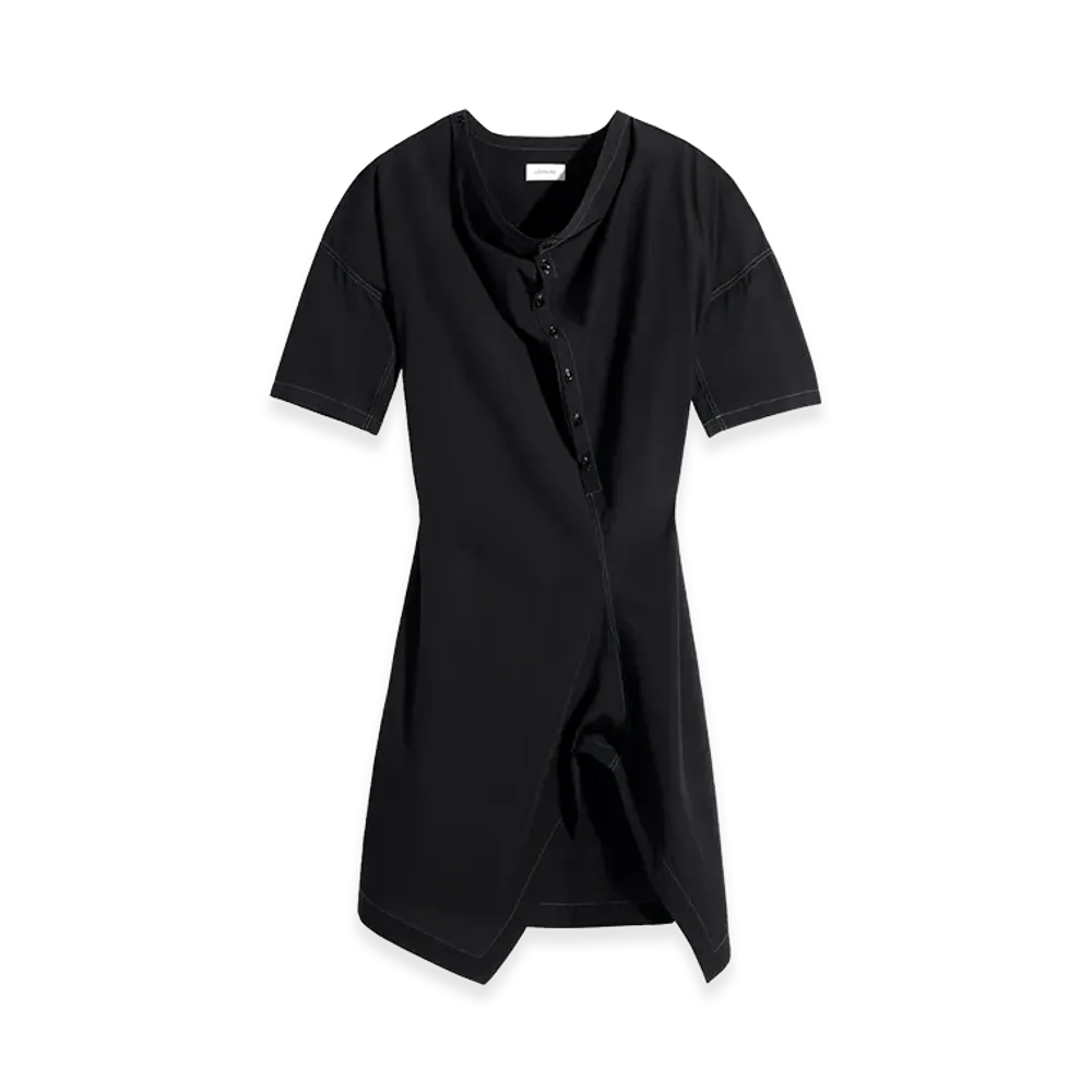 LEMAIRE Women's Cotton Crepe Soft Collar Dress "Black"