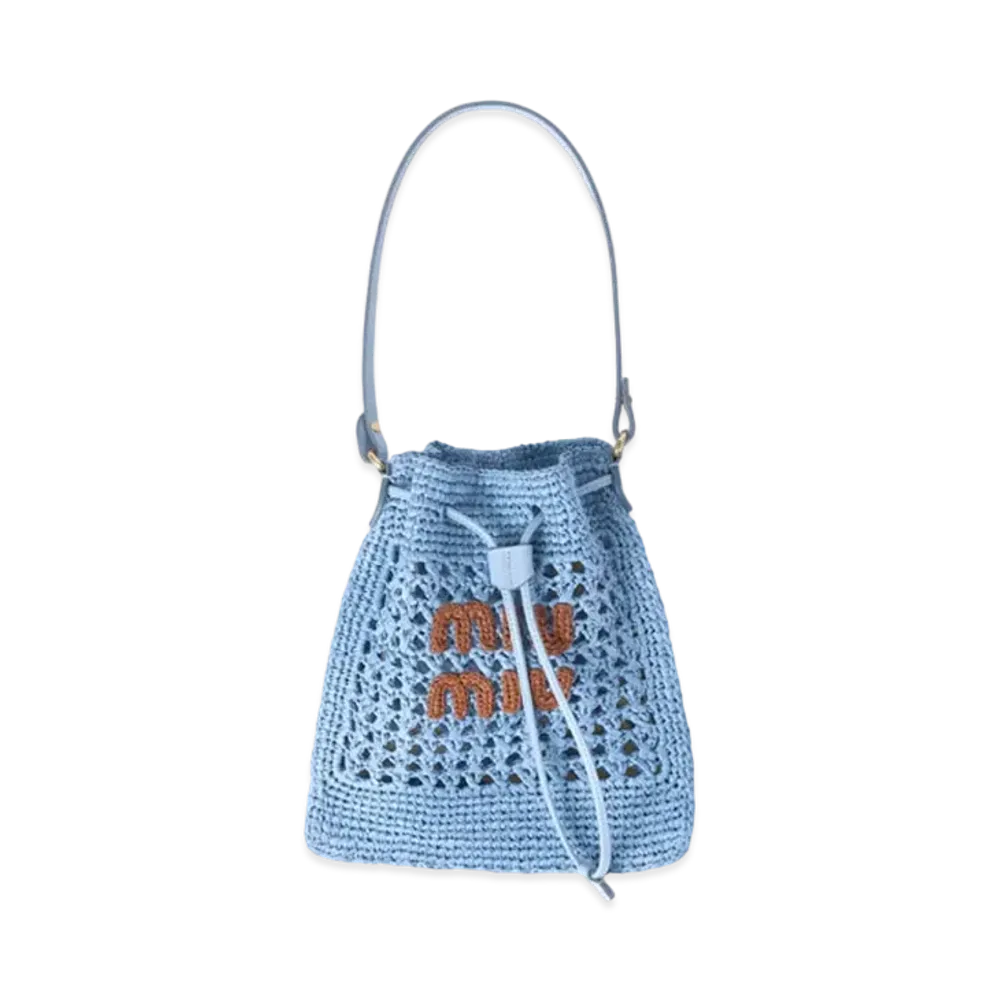 MIUMIU Woven Fabric Mini-Bag "Light Blue/Cognac"