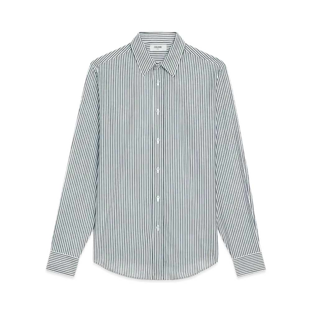 CELINE Classic Shirt In Striped Smooth Hessian "White/Black"