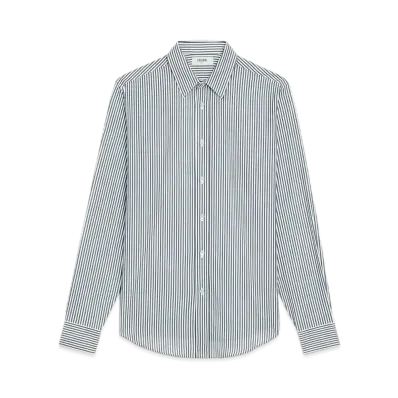 CELINE Classic Shirt In Striped Smooth Hessian "White/Black"