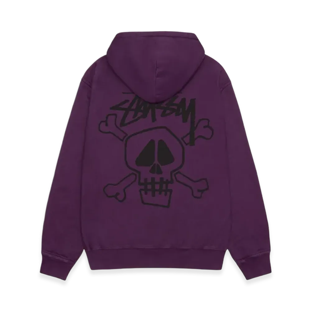 Stussy Skull & Bones Pigment Dyed Hoodie "Purple"