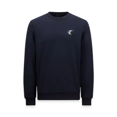 MONCLER Faded Logo Motif Cotton Sweatshirt "Navy Blue"