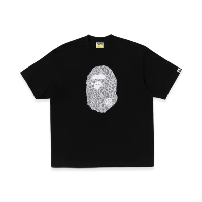 A BATHING APE Wild Leopard Pattern Ape Head Relaxed Fit Tee "Black"