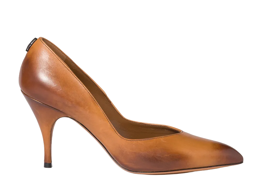 MIU MIU Women's Leather Pumps "Cognac Brown"