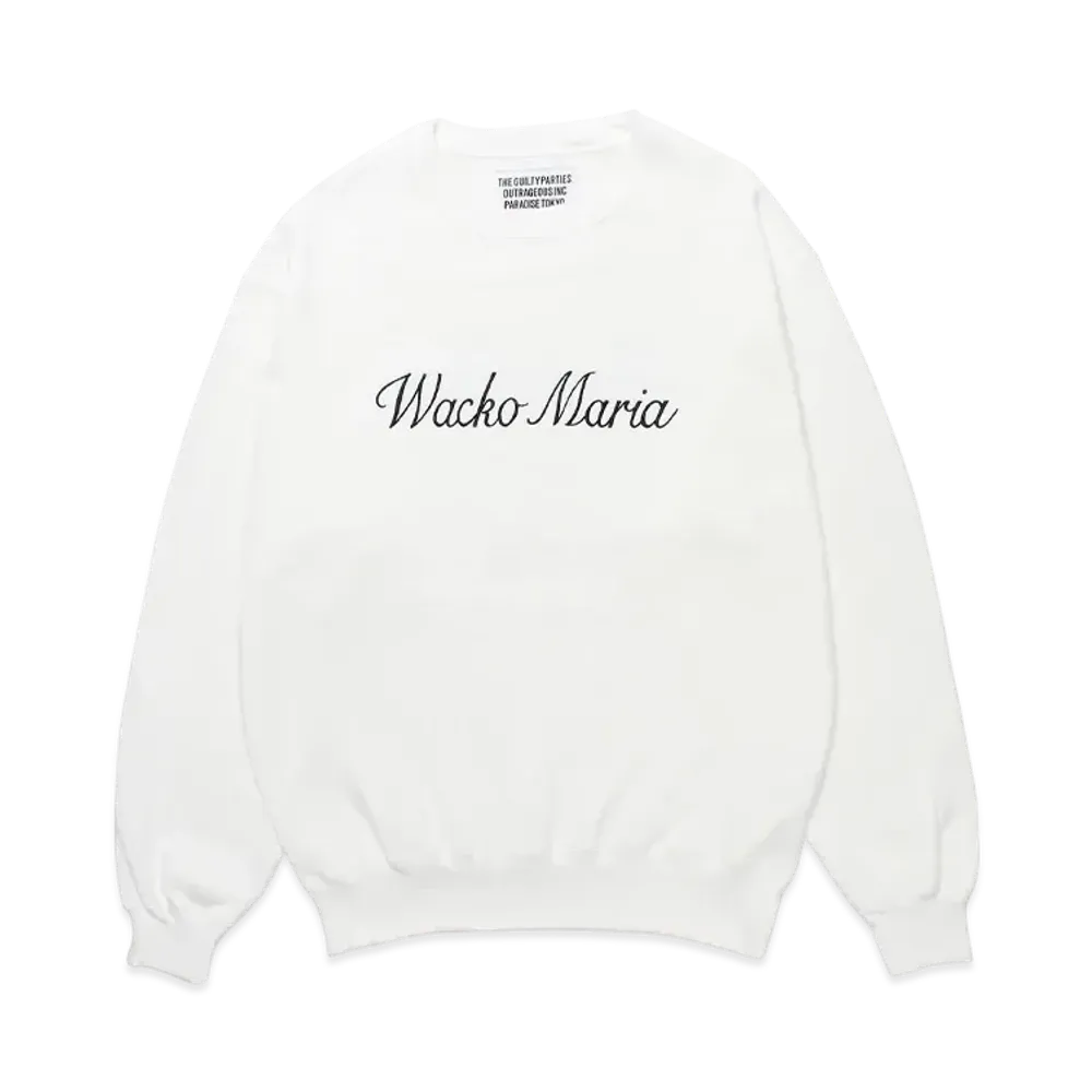 WACKO MARIA Middle Weight Crew Neck Sweat Shirt "White"