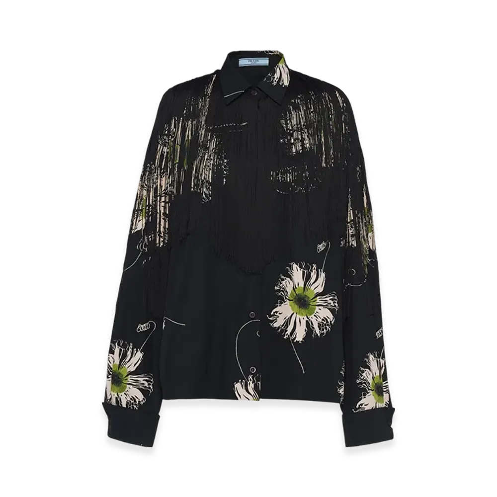 PRADA Women's Printed Poplin Shirt "Fern Green"