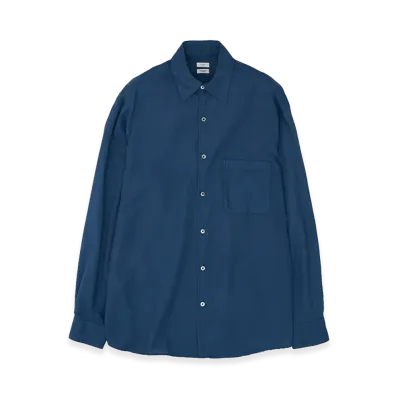 YOKE Cotton Silk Twill Garment-dyed Loosed Shirt "Blue"
