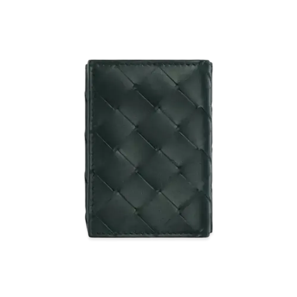 Bottega Veneta Intrecciato Calfskin Tiny Trifold Wallet "Inkwell/Pale Blue"