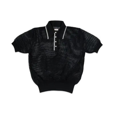 KAPITAL 12G Mesh Knit Carol Polo "Black"