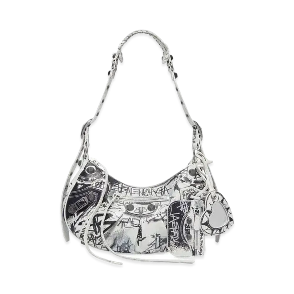 BALENCIAGA Le Cagole Small Shoulder Bag Graffiti "White"