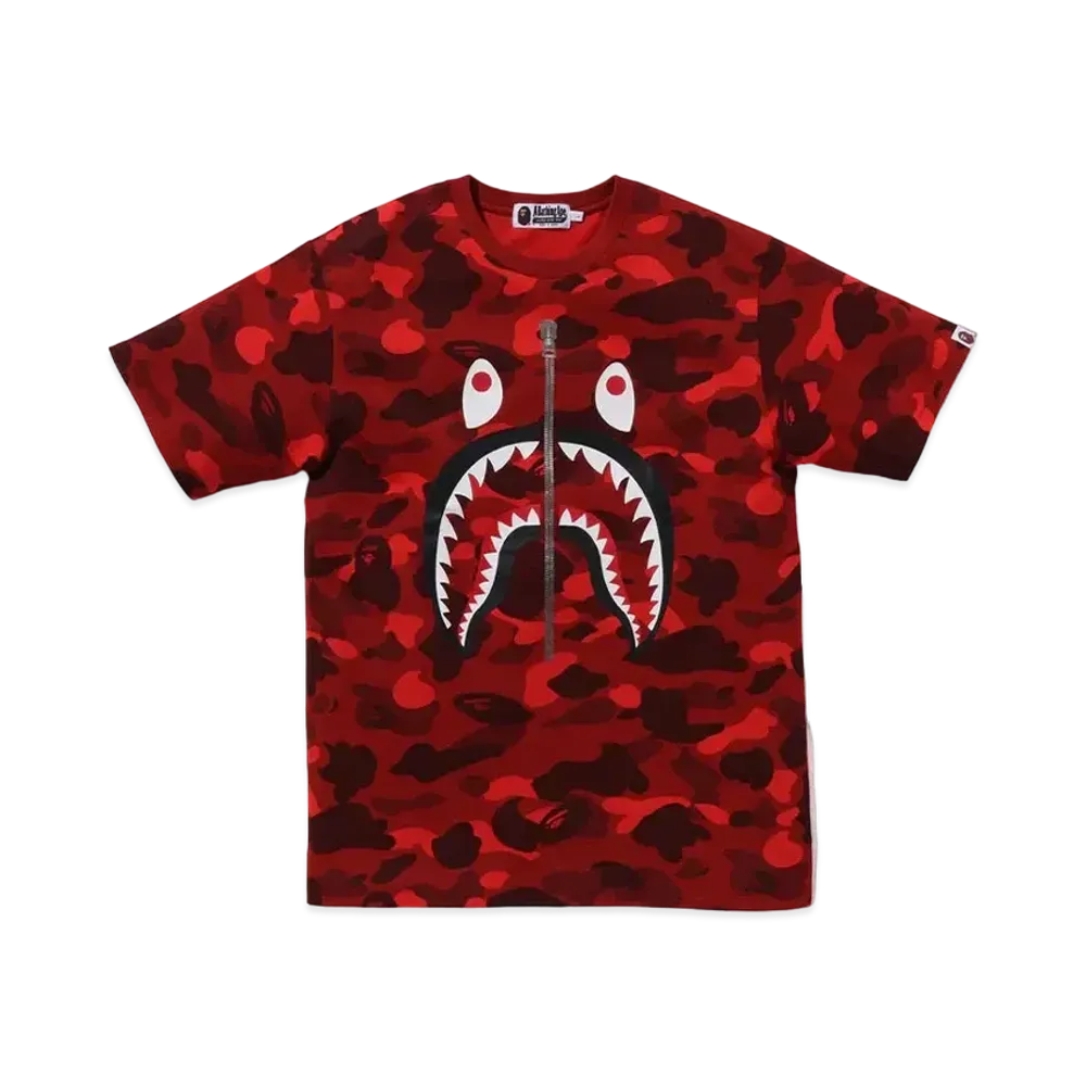 A BATHING APE Color Camo Shark Tee "Red"