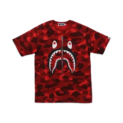 A BATHING APE Color Camo Shark Tee "Red"