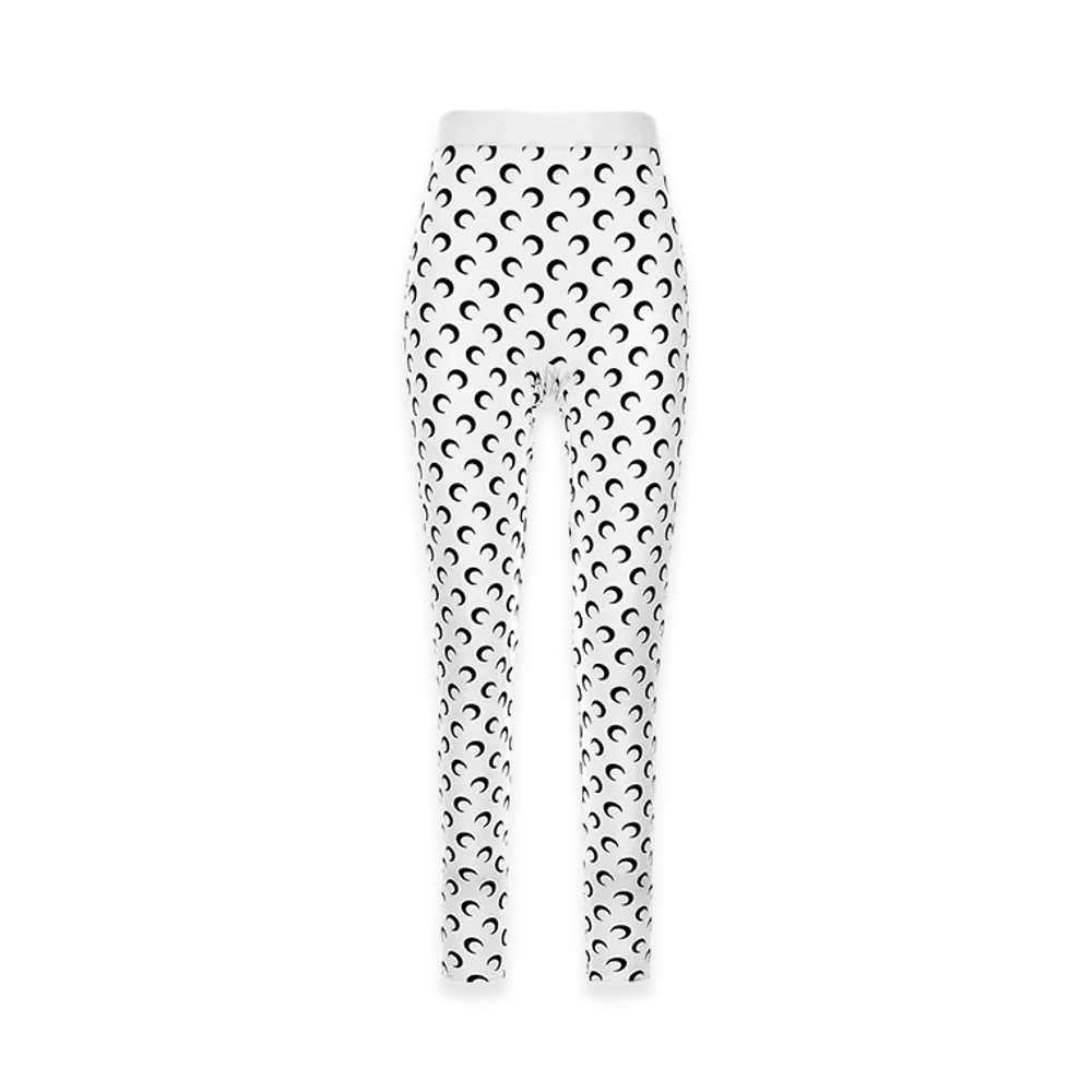 Marine Serre Women's 'Moon Printed Jersey' Leggings "White/Black"