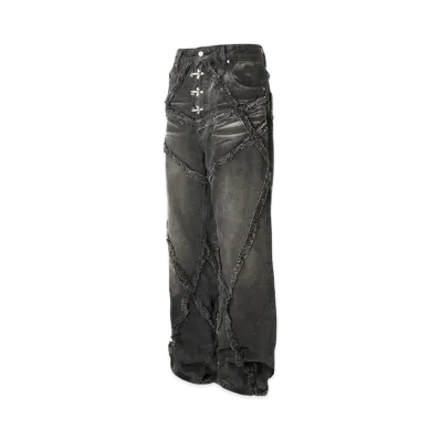 The Boy Has No Patience Eclipse Of Blood Moon Destroyed Denim Jeans "Black"