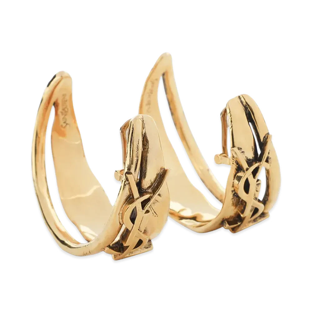 Saint Laurent Women's Creole Charm Cassandre Earrings "Gold"