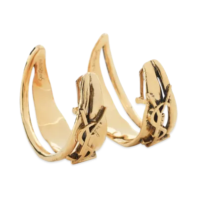 Saint Laurent Women's Creole Charm Cassandre Earrings "Gold"