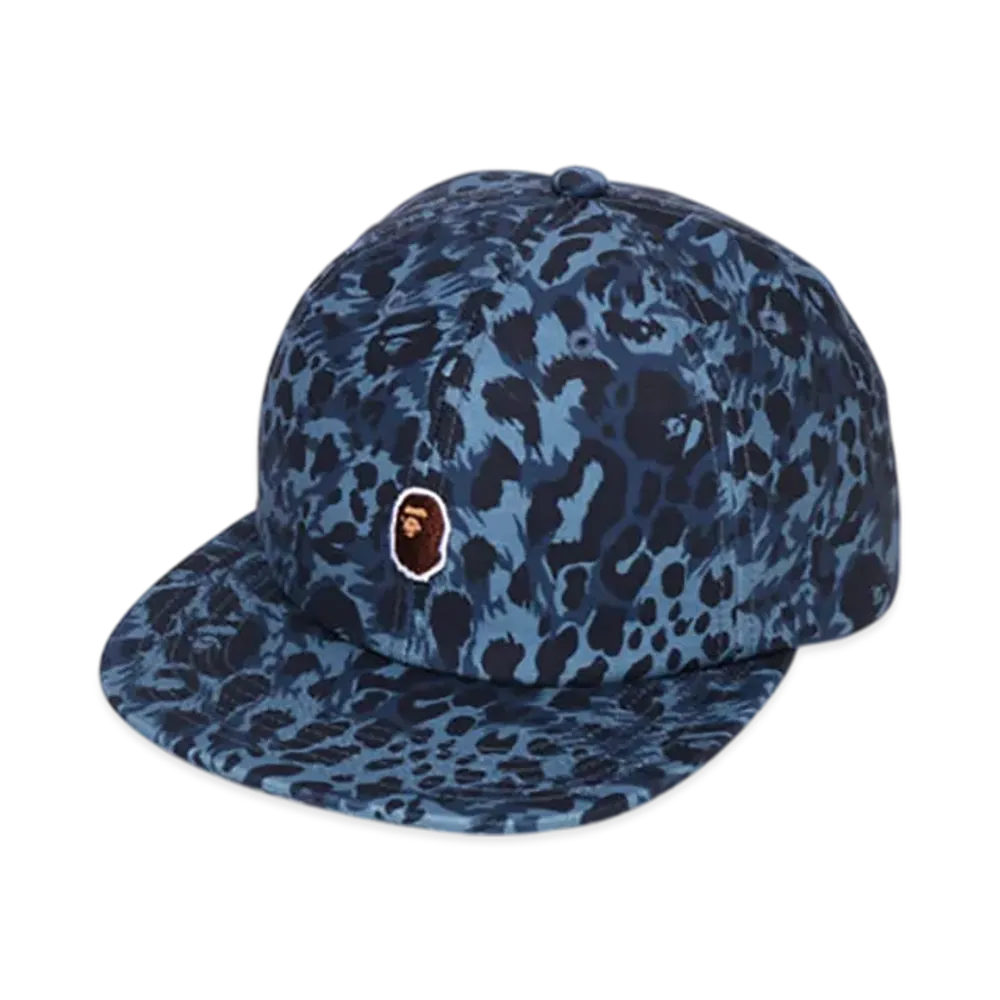 A BATHING APE Wild Leopard Pattern One Point Cap "Navy"