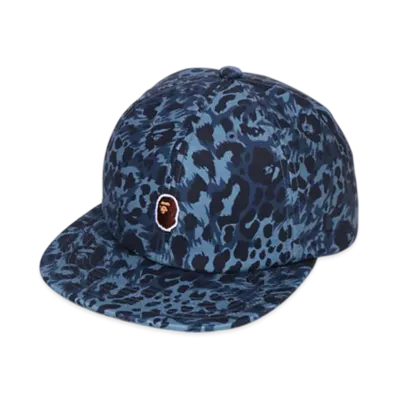 A BATHING APE Wild Leopard Pattern One Point Cap "Navy"