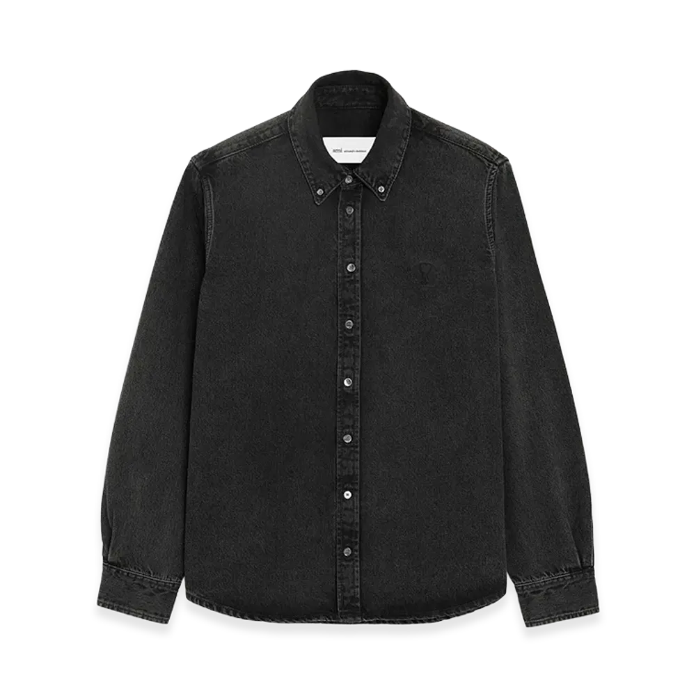 AMI PARIS Denim Cotton Ami De Coeur Shirt "Black"