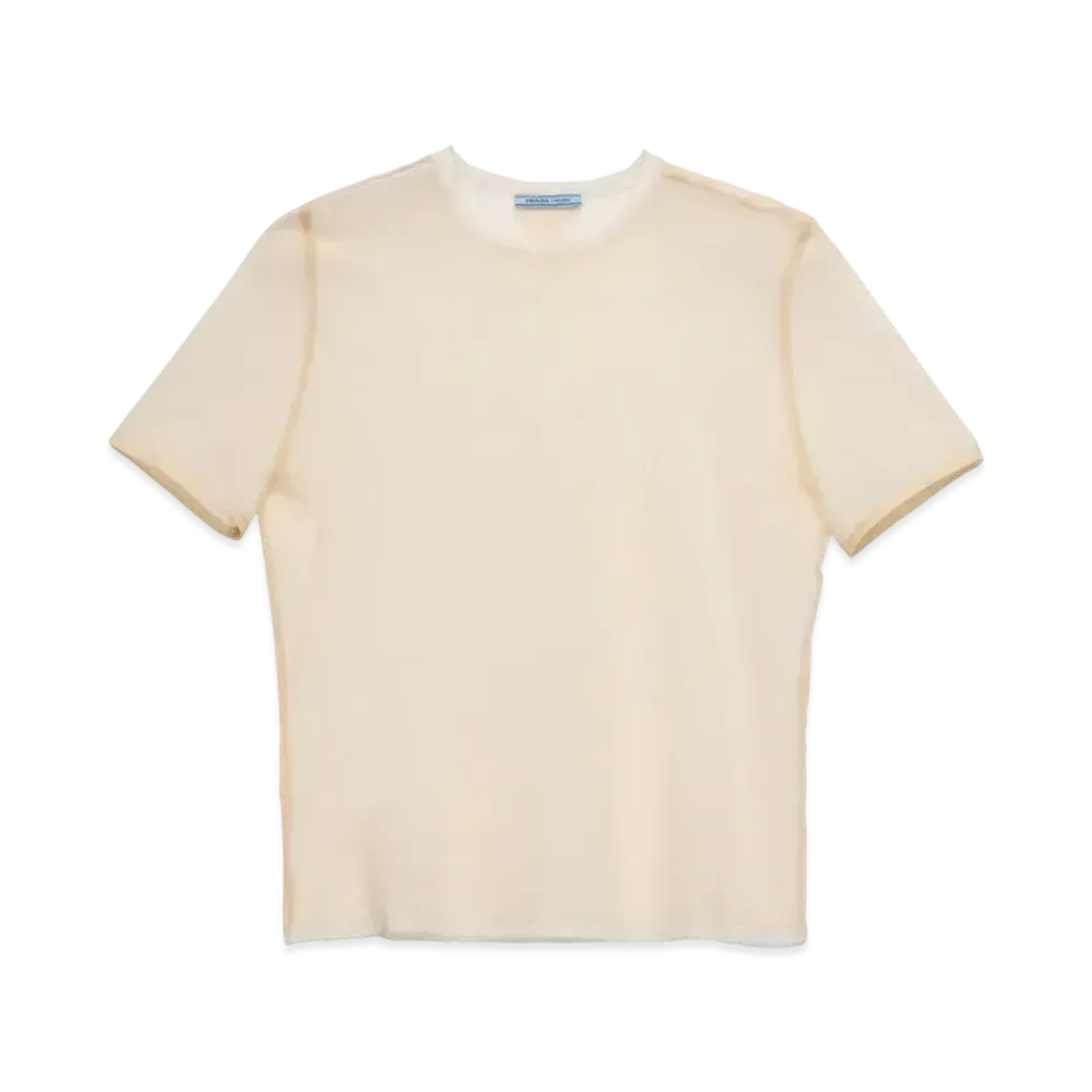 PRADA Women's Cotton Tulle T-Shirt "Natural"