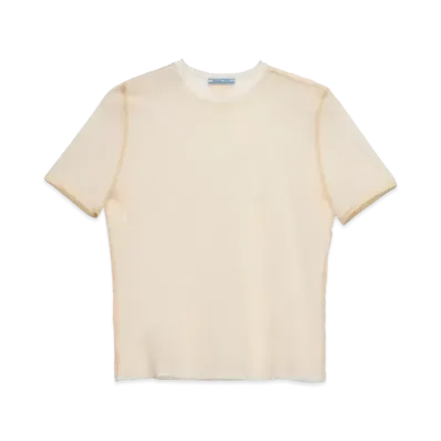 PRADA Women's Cotton Tulle T-Shirt "Natural"
