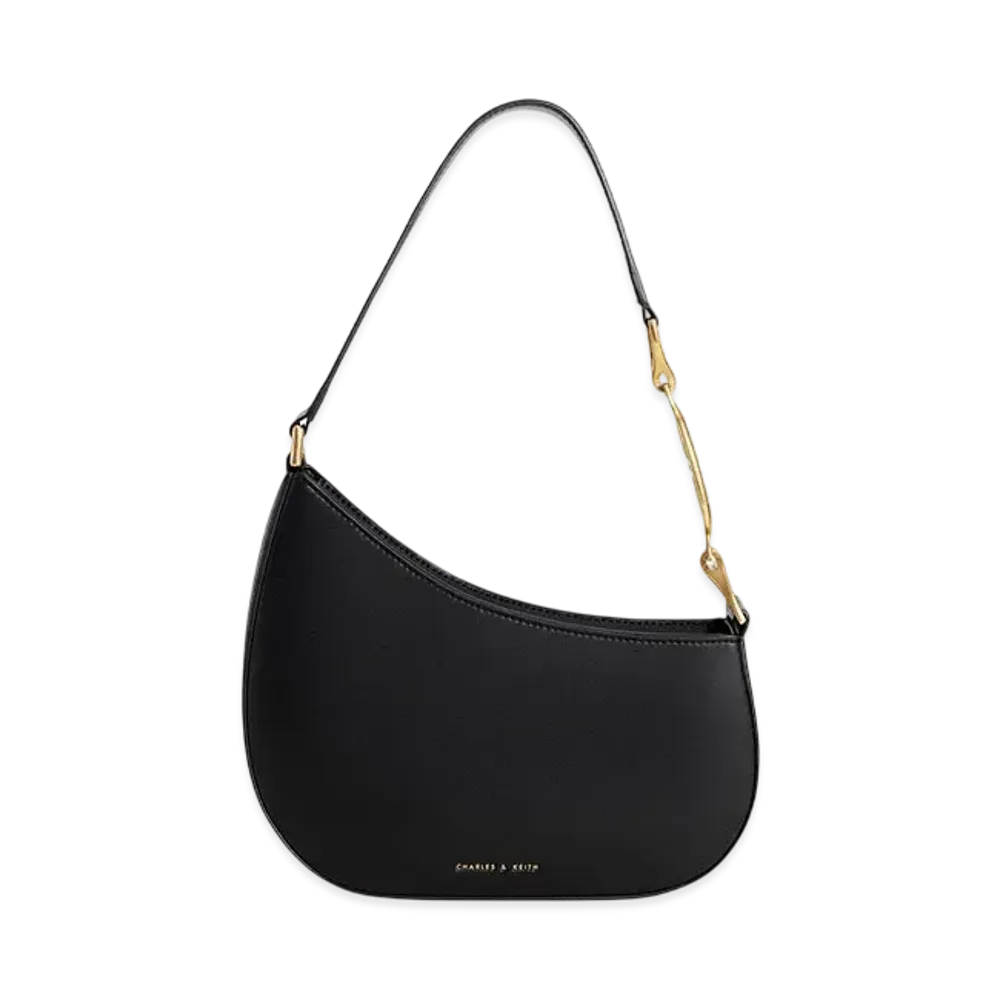 CHARLES & KEITH Asymmetric Shoulder Bag "Black"