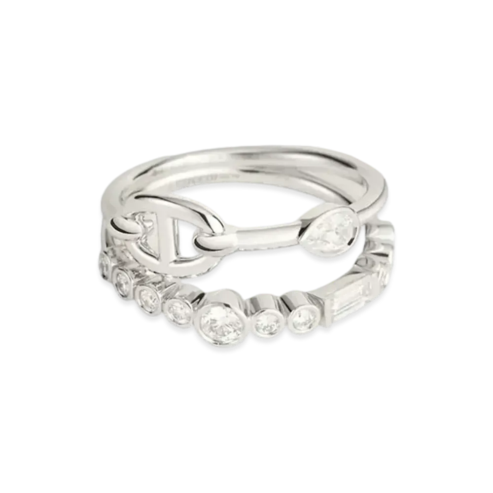 Hermes Chaine D'ancre Chaos Fancy Ring "White Gold"