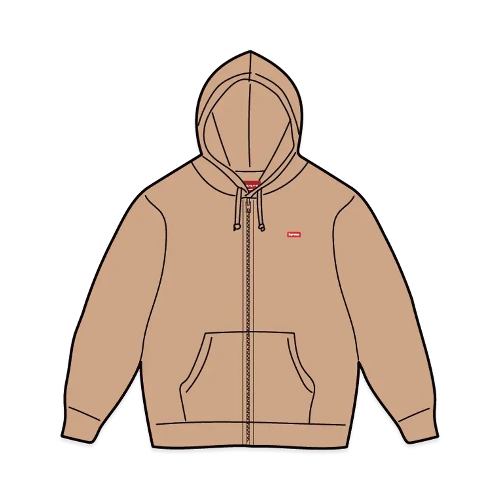 Supreme Small Box Zip Up Hooded Sweatshirt "Khaki"