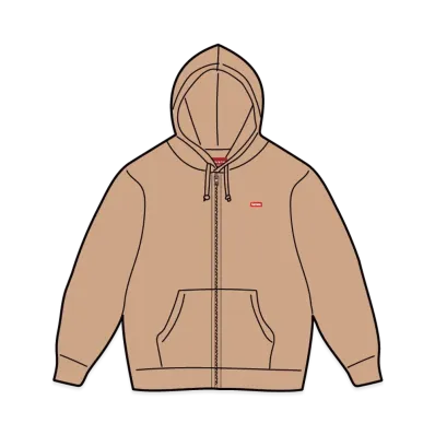 Supreme Small Box Zip Up Hooded Sweatshirt "Khaki"