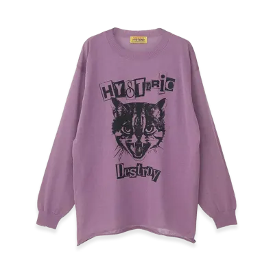 HYSTERIC GLAMOUR Women's Cat Feever Pullover "Purple"