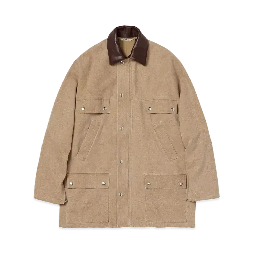 AURALEE Washed Organic Canvas Hunting Blouson "Light Brown"