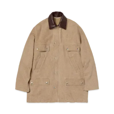 AURALEE Washed Organic Canvas Hunting Blouson "Light Brown"