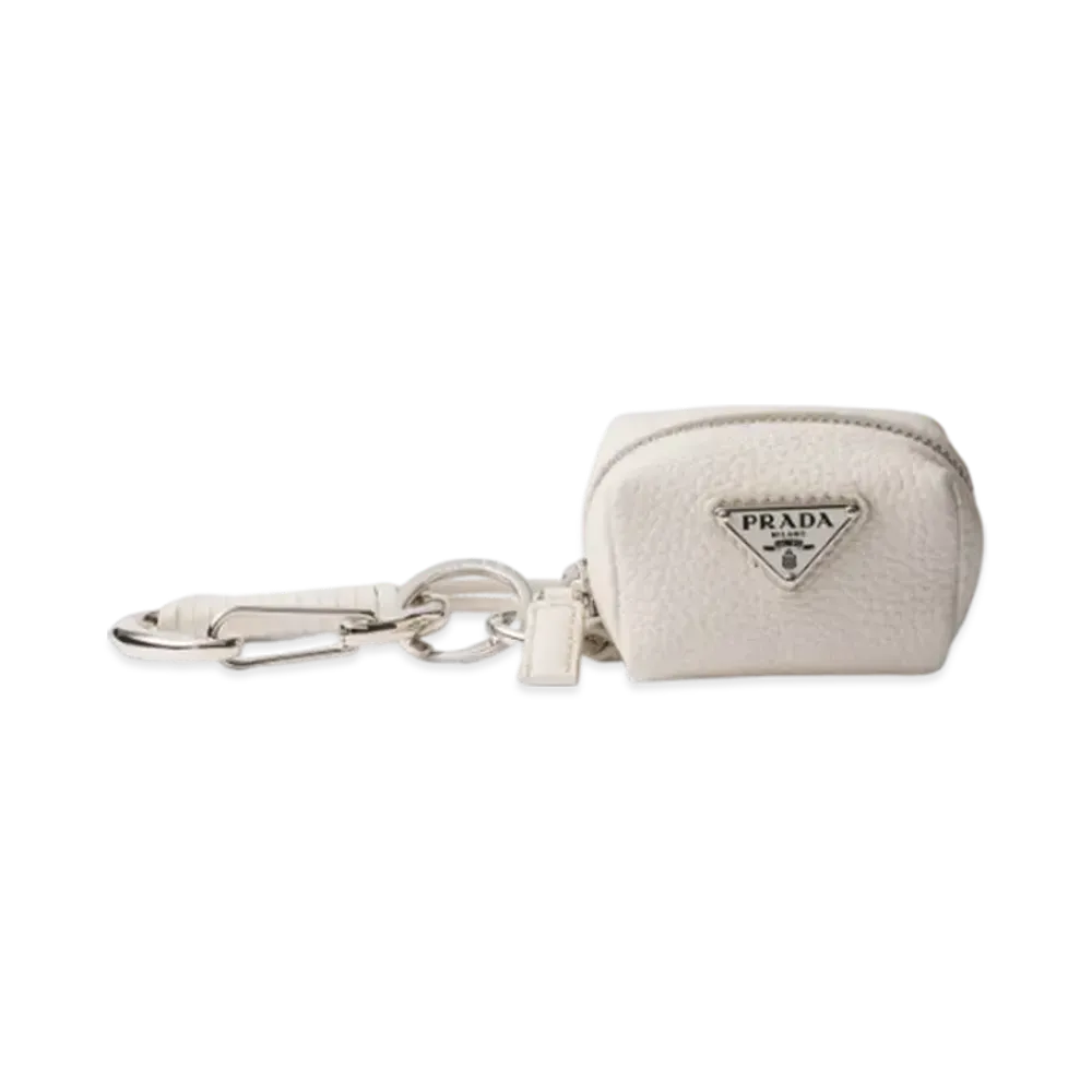 PRADA Leather Bag Charm "Off White"