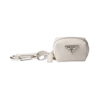 PRADA Leather Bag Charm "Off White"