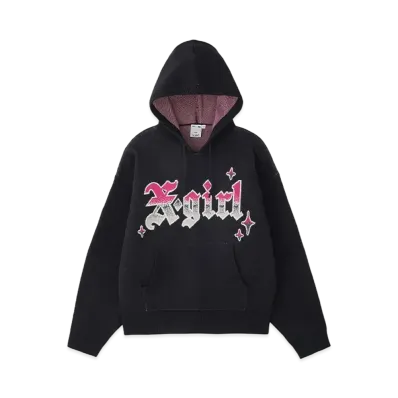 X-Girl Gradient Logo Jacquard Knit Hoodie "Black"