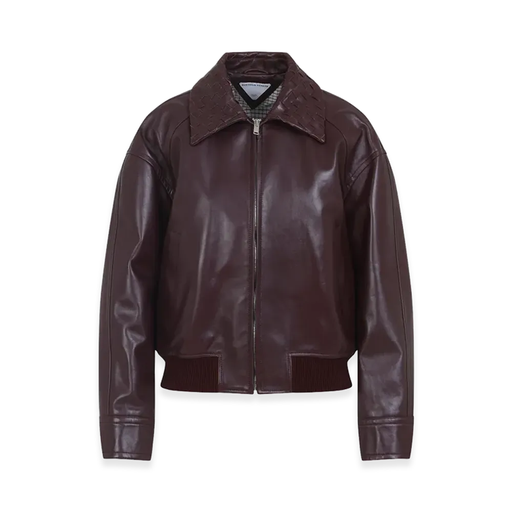 Bottega Veneta Women's Leather Jacket "Burgundy"