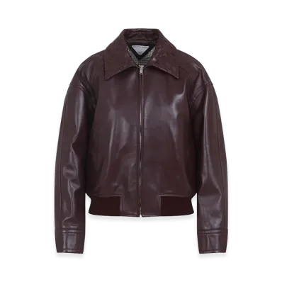 Bottega Veneta Women's Leather Jacket "Burgundy"