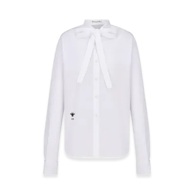 Dior Women's Cotton Poplin Ascot Blouse "White"